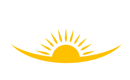 Rising Smiles Foundation logo. White text with a sunrise graphic in the middle.